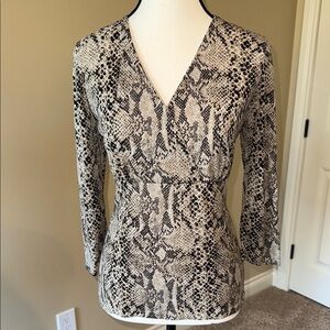 Liz Claiborne Blouse Snake Print Shirt Top Women's Size M